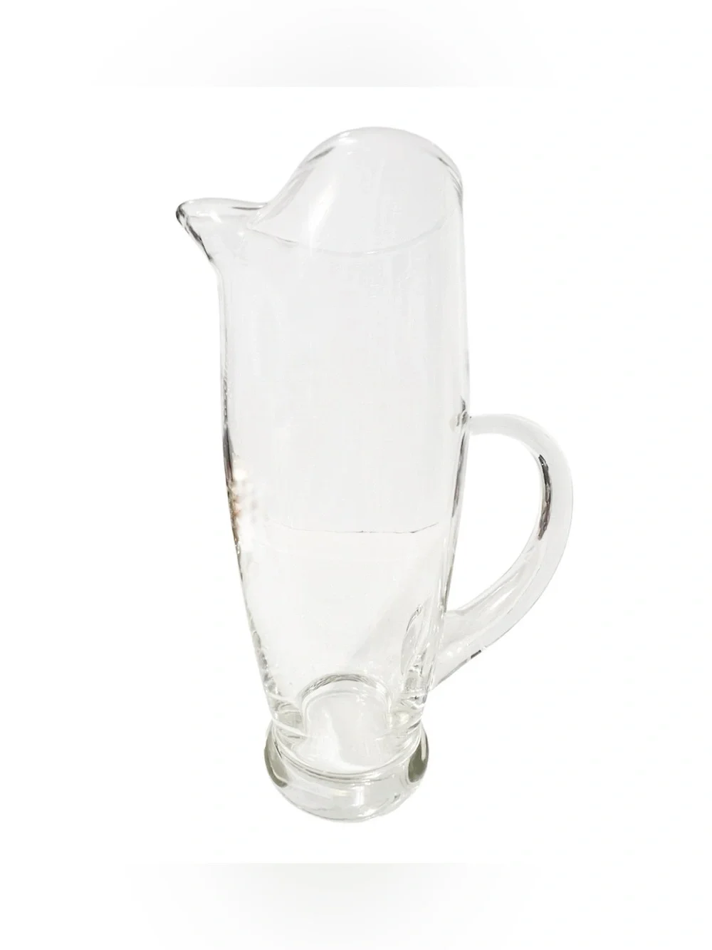 VTG Martini/Cocktail Pitcher Clear Glass MCM 1960s Tall Slim Pinched Spout